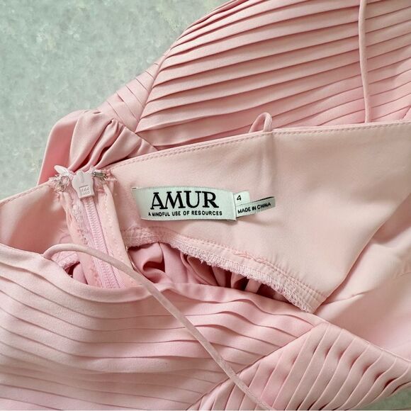 Amur Kamari Pleated Halterneck Maxi Dress in Rosewater Pink Size 4 - Picture 7 of 12